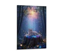 WXLWHR European Shorthair Cat Canvas Wall Art Fantasy Woods Canvas Painting Modern Artwork for Living Room And Bedroom Decorations Gift 08x12inch(20x30cm)