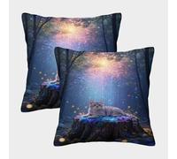 WXLWHR European Shorthair Cat Cushion Cover Set of 2, Premium Polyester Throw Pillow Cover with Hidden Zipper, Premium Decorative Pillow Cases, for Livingroom Couch Bed Sofa 40x40cm