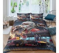 WXLWHR F1 Racing Duvet Cover Set Soft Microfiber 3 Piece 3D Printed Bedding Set F1 Drivers Duvet Cover with Pillow Cases for Kids Boys Teens Double（200x200cm）