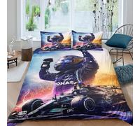 WXLWHR F1 Racing Duvet Cover Set Soft Microfiber 3 Piece 3D Printed Bedding Set F1 Drivers Quilt Covers with Pillow Cases For Teenage Boys King（220x240cm）