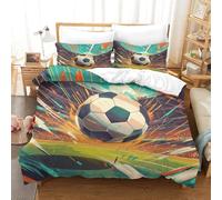 WXLWHR Football Duvet Cover Sets Soft Microfiber 3 Piece 3D Printed Bedding Sets Soccer Field Football Comforter Cover with Pillow Cases For Boys/Girls Kids Single（140x200cm）