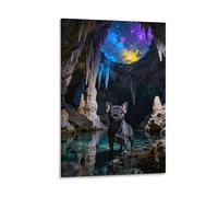 WXLWHR French Bulldog Canvas Wall Art Cave Starry Sky Canvas Print Modern Decorations for Bedroom, Living Room, Or Kitchen 08x12inch(20x30cm)