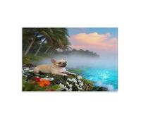 WXLWHR French Bulldog Canvas Wall Art Rock Moss Giclee Canvas Prints Modern Artwork Decorations for Living Room And Bedroom 12x18inch(30x45cm)