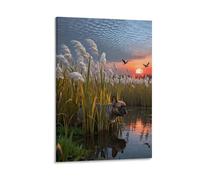 WXLWHR French Bulldog Canvas Wall Art Wetland Reeds Canvas Print Modern Decor for Home Office Bedroom 08x12inch(20x30cm)