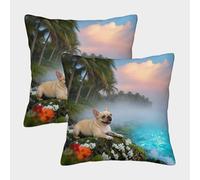 WXLWHR French Bulldog Cushion Covers Set of 2, Throw Pillow Covers Soft Microfiber Decorative Pillow Cases, for Armchair Garden Sofa Patio 40x40cm
