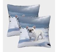 WXLWHR French Bulldog Cushion Covers Set of 2, Throw Pillow Covers Soft Polyester Decorative Pillow Cases, for Bedroom Living Room Sofa Bed 45x45cm