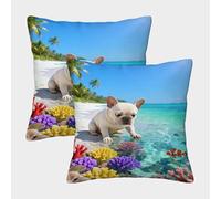 WXLWHR French Bulldog Cushion Covers Set of 2, Throw Pillow Covers Soft Polyester Decorative Pillow Cases, for Sofa Living Room Bedroom 40x40cm