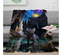 WXLWHR French Bulldog Fleece Throw Blanket, Super Soft & Cosy Flannel, Cave Starry Sky Blanket, for Bed And Sofa For Adults/Kids 50x60inch(127x152cm)