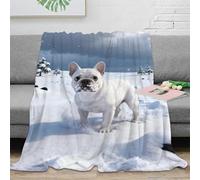 WXLWHR French Bulldog Fleece Throw Blanket, Super Soft & Cosy Flannel, Snowfield Blanket, For Sofa/Couch, Bed Unique Gift For Adults/Kids 70x80inch(180x200cm)
