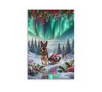 WXLWHR German Shepherd Canvas Wall Art Pine Forest Canvas Painting Modern Artwork for Bedroom, Living Room, Or Kitchen Decoration Gift 08x12inch(20x30cm)
