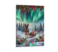 WXLWHR German Shepherd Canvas Wall Art Pine Forest Canvas Painting Modern Artwork for Home Office Bedroom Home Decor Gift 20x30inch(50x75cm)