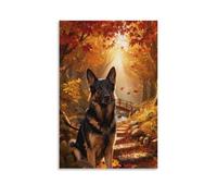 WXLWHR German Shepherd Canvas Wall Art Woods Canvas Painting Modern Artwork for Home Office Bedroom Decor Gift 20x30inch(50x75cm)