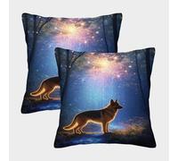 WXLWHR German Shepherd Cushion Cover Set of 2, Premium Polyester Couch Pillow Covers with Hidden Zipper, Square Decorative Pillow Cases, for Couch Sofa Bed Living Room Bedroom 40x40cm
