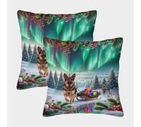 WXLWHR German Shepherd Cushion Cover Set of 2, Premium Polyester Couch Pillow Covers with Hidden Zipper, Square Decorative Throw Pillow Cases, for Sofa Bedroom 45x45cm