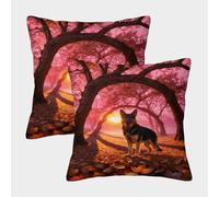 WXLWHR German Shepherd Cushion Cover Set of 2, Premium Polyester Throw Pillow Cover with Hidden Zipper, Premium Square Throw Pillow Cases, for Living Room Bedroom Sofa Chair 50x50cm