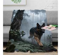 WXLWHR German Shepherd Fleece Throw Blanket, Super Soft & Cosy Flannel, Misty Forest Blanket, for Bed And Sofa Creative Gift for Her Or Him 50x60inch(127x152cm)