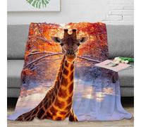 WXLWHR Giraffe Fleece Throw Blanket for Couch Sofa Bed All Season Snow-Covered Woods Print Blanket Comfort Warmth Flannel Presents for Women Girls Birthday 70x80inch(180x200cm)
