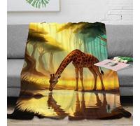 WXLWHR Giraffe Fleece Throw Blanket for Couch Sofa Bed All Season Woods Print Blanket Fluffy Soft Cozy Flannel Creative Gift for Wedding Anniversary 70x80inch(180x200cm)