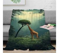 WXLWHR Giraffe Fleece Throw Blanket for Sofa Couch Bed All Season Forest Pattern Blanket Fluffy Soft Warm Flannel Gifts for Women Girls Birthday 40x50inch(100x130cm)