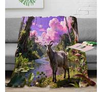 WXLWHR Goat Fleece Throw Blanket for Couch Sofa Bed All Season Jungle River Print Blanket Soft Cozy Warm Flannel Gifts for Wedding Anniversary 70x80inch(180x200cm)