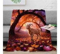 WXLWHR Goat Fleece Throw Blanket for Couch Sofa Bed All Season Sunset Fallen Leaves Print Blanket Fluffy Soft Cozy Flannel Unique Gift for Kids Teens Adults 70x80inch(180x200cm)