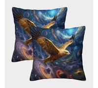 WXLWHR Golden Eagle Cushion Covers Set of 2, Soft Microfiber Couch Pillow Covers with Hidden Zipper, Square Decorative Throw Pillow Cases, for Livingroom Couch Sofa 40x40cm