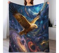 WXLWHR Golden Eagle Fleece Throw Blanket for Couch Sofa Bed All Season Nebula Planet Print Blanket Fluffy Soft Warm Flannel Gifts for Women Girls Birthday 50x60inch(127x152cm)