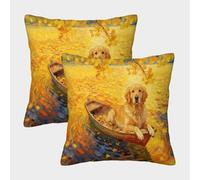 WXLWHR Golden Retriever Cushion Covers Set of 2, Soft Microfiber Couch Pillow Covers with Hidden Zipper, Square Decorative Pillow Cases, for Sofa Bedroom 45x45cm