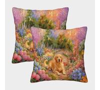 WXLWHR Golden Retriever Cushion Covers Set of 2, Soft Microfiber Couch Pillow Covers with Hidden Zipper, Square Decorative Pillow Cases, for Garden Livingroom Couch Patio Furniture 50x50cm