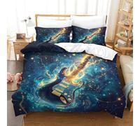 WXLWHR Guitar Duvet Cover Sets Soft Microfiber 3 Piece 3D Printed Bedding Sets Fantasy Guitar Duvet Cover with Pillow Cases for Kids Boys Teens Super King（260x220cm）