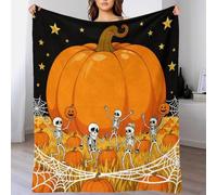WXLWHR Halloween Fleece Throw Blanket for Couch Sofa Bed All Season Skeleton Pumpkin Pattern Blanket Soft Warm Cozy Flannel Gifts for Women Girls Birthday 60x80inch(150x200cm)