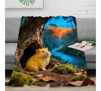 WXLWHR Hamster Fleece Throw Blanket for Couch Sofa Bed All Season Tropical Rainforest Print Blanket Fluffy Soft Cozy Flannel Gifts for Women Girls Birthday 40x50inch(100x130cm)