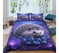 WXLWHR Hedgehog Duvet Cover Set Soft Polyester 3 Piece 3D Printed Bedding Sets Hedgehog Fruit Comforter Cover with Pillow Cases for Teens And Adults Double（200x200cm）