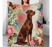 WXLWHR Hound Fleece Throw Blanket for Couch Sofa Bed All Season Flowers Butterfly Pattern Blanket Soft Warm Cozy Flannel Creative Gift for Women Girls Birthday 70x80inch(180x200cm)