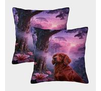 WXLWHR Irish Setter Cushion Cover Set of 2, Premium Polyester Throw Pillow Cover with Hidden Zipper, Premium Square Throw Pillow Cases, for Couch Sofa Bed Living Room Bedroom 40x40cm