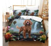WXLWHR Irish Setter Duvet Cover Set 3D Dog Forest Print Bedding Set Soft Microfiber Comforter Cover with Zipper & Pillow Cases For Boys/Girls Kids Super King（260x220cm）
