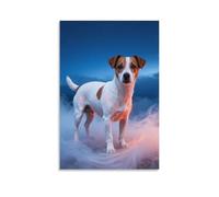 WXLWHR Jack Russell Terrier Canvas Wall Art Mist Canvas Painting Modern Artwork for Living Room Bedroom Home Office Decor Gift 16x24inch(40x60cm)