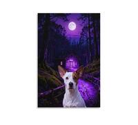 WXLWHR Jack Russell Terrier Canvas Wall Art Moonlight Forest Canvas Painting Modern Artwork for Living Room Office Home Decor Gift 16x24inch(40x60cm)