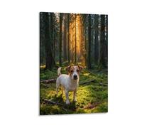 WXLWHR Jack Russell Terrier Canvas Wall Art Woods Canvas Painting Modern Artwork for Living Room Bedroom Home Office Decoration Gift 12x18inch(30x45cm)