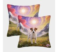 WXLWHR Jack Russell Terrier Cushion Covers Set of 2, Premium Polyester Throw Pillow Covers with Hidden Zipper, Premium Decorative Throw Pillow Cases, for Sofa Bedroom 40x40cm
