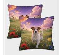WXLWHR Jack Russell Terrier Cushion Covers Set of 2, Premium Polyester Throw Pillow Covers with Hidden Zipper, Premium Decorative Throw Pillow Cases, for Couch Livingroom Sofa Bed 40x40cm