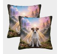 WXLWHR Jack Russell Terrier Cushion Covers Set of 2, Premium Polyester Throw Pillow Covers with Hidden Zipper, Premium Square Throw Pillow Cases, for Couch Sofa Bed Living Room Bedroom 40x40cm