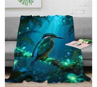 WXLWHR Kingfisher Fleece Throw Blanket for Couch Sofa Bed All Season Forest Branches Print Blanket Fluffy Soft Cozy Flannel for Couple Wife Husband 50x60inch(127x152cm)