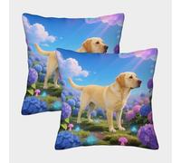 WXLWHR Labrador Retriever Cushion Covers Set of 2, Premium Polyester Throw Pillow Covers with Hidden Zipper, Square Decorative Pillow Cases, for Sofa Bedroom 40x40cm