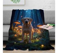 WXLWHR Labrador Retriever Fleece Throw Blanket for Couch Sofa Bed All Season Mushroom Forest Print Blanket Fluffy Soft Cozy Flannel Gifts for Women Girls Birthday 70x80inch(180x200cm)