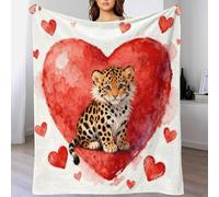 WXLWHR Leopard Cub Fleece Throw Blanket for Couch Sofa Bed All Season Red Heart Pattern Blanket Comfort Warmth Flannel Unique Gift for Girls Kids Adults 40x50inch(100x130cm)