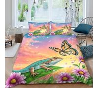 WXLWHR Lizard Duvet Cover Sets Ultra Soft Microfiber 3 Piece 3D Printed Bedding Set Dusk Lizard Comforter Cover with Pillow Cases for Kids Teens Adults King（220x240cm）