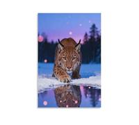 WXLWHR Lynx Canvas Wall Art Snowy Forest Canvas Painting Artwork for Living Room Office Wall Decor Gift 16x24inch(40x60cm)