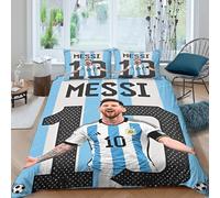 WXLWHR Messi Duvet Cover Sets Soft Microfiber 3 Piece 3D Printed Bedding Sets Quilt Covers with Pillowcase for Kids Adults Double（200x200cm）