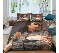 WXLWHR Michael Jackson Duvet Cover Set Soft Microfiber 3 Piece 3D Printed Bedding Sets Michael Jackson Quilt Covers with Pillowcase For Teenage Boys Double（200x200cm）